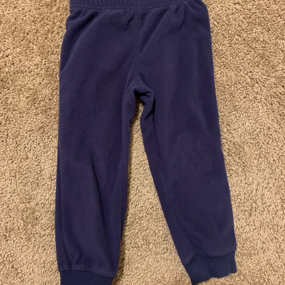 Navy blue comfy fleece pants.